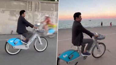 MK Stalin Rides Bicycle Near Lake Michigan in Chicago During Busy US Trip, Video Draws Reaction From Rahul Gandhi