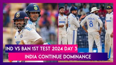 IND vs BAN 1st Test 2024 Day 3 Stat Highlights: Hosts in Control After Rishabh Pant, Shubman Gill and Ravi Ashwin’s Heroics