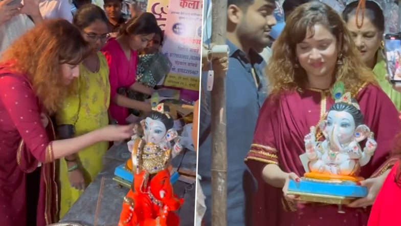 Ganesh Chaturthi 2024: Ankita Lokhande Welcomes Ganpati Bappa Home With Utmost Love and Devotion (Watch Video)