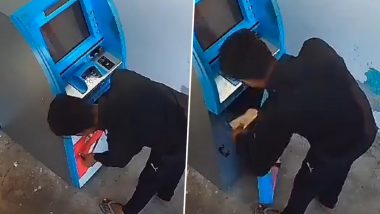 Robbery Caught on Camera in Hamirpur: Thief Steals INR 1.5 Lakh From ATM Near Sumerpur Bus Stand, CCTV Footage Surfacses