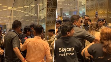 Shah Rukh Khan’s Female Fan Attempts To Break Through Security To Reach the Superstar As He Departs For Abu Dhabi for IIFA Awards 2024 (Watch Video)