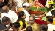 Thackerays at Lalbaugcha Raja 2024: Uddhav Thackeray Visits Lalbaugcha Raja With Wife Rashmi and Son Aaditya To Seek Blessings on Ganesh Chaturthi (Watch Videos)