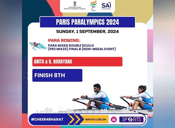 Sports News | India's Anita-Narayana Finish 8th in Para Rowing; Rakshita Raju Misses 1500m Final at Paris Paralympics