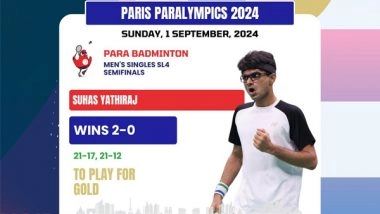 Sports News | Suhas Yathiraj Secures Spot in Men's Para Badminton SL4 Finals