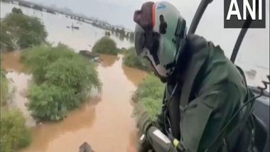 India News | NDRF and Central Forces Provides Food, Water to Flood-affected Areas in Vijayawada Using Helicopters