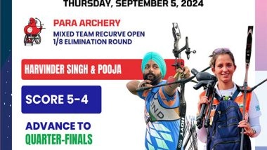 Sports News | Paris Paralympics: Para-archers Harvinder Singh, Pooja Jatyan Advance to QFs of Mixed Team Recurve Open
