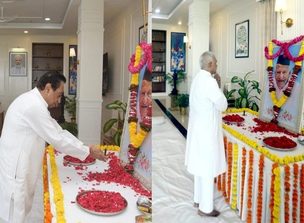 India News | MP Governor Mangubhai Patel, Former CM Kamal Nath Pay Tribute to CM Mohan Yadav's Late Father