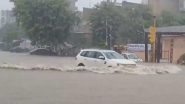 India News | Rajasthan: Heavy Rainfall in Jaipur Leads to Waterlogging, Triggers Traffic Disruptions
