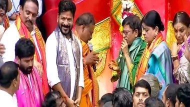 India News | Telangana: CM Revanth Reddy Participates in Ganesh Puja Celebration in Khairatabad