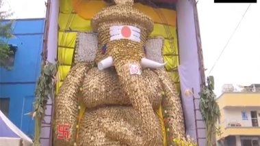 Entertainment News | Chennai's 40-ft Ganesha Idol Showcases Artistic Brilliance, Crafted with Unique Materials