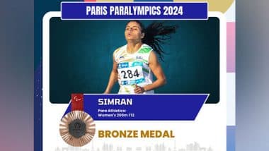 Sports News | Paris Paralympics: Simran Bags Bronze in Women's 200m T12 Final, Dilip Falls Short of Medal