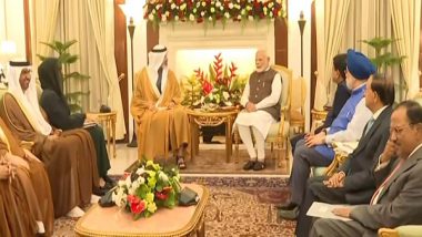 PM Narendra Modi, Abu Dhabi Crown Prince Sheikh Khaled Bin Mohamed bin Zayed Al Nahyan Hold Meeting at Hyderabad House, Discussions To Focus on India-UAE Bilateral Ties (See Pics)