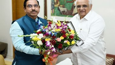 India News | Pralhad Joshi Meets Gujarat CM, Attends Meeting to Review Preparation Ahead of 4th RE-Invest Meet