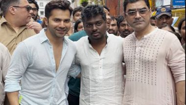 Entertainment News | Varun Dhawan Seeks Blessings at Lalbaugcha Raja with Atlee