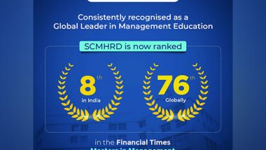 Business News | SCMHRD Clinches 8th Spot in India, 76th Globally in Financial Times Masters in Management Rankings 2024