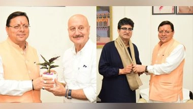 Entertainment News | Uttarakhand CM Pushkar Singh Dhami Meets CBFC Chairman Prasoon Joshi, Anupam Kher