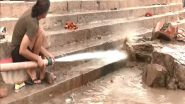 India News | Residents Join in the Cleanup of Varanasi's Ghats Ahead of Festivals as Ganga Water Recedes