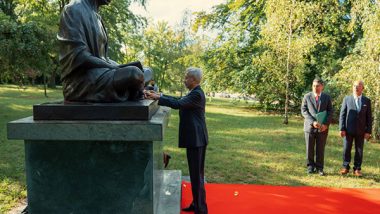 World News | EAM Jaishankar Arrives in Geneva, Pays Homage to Mahatma Gandhi