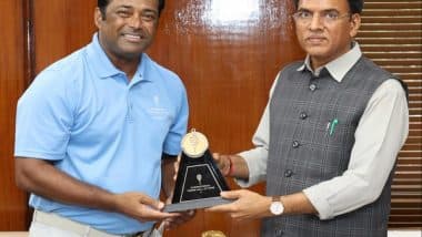 Sports News | Union Sports Minister Mansukh Mandaviya Meets India Tennis Legend Leander Paes