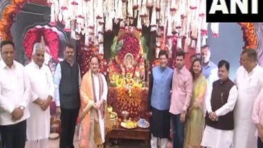 India News | Maharashtra: JP Nadda, Piyush Goyal, Bhupendra Yadav Attend Ganesh Utsav at CM Shinde's Residence