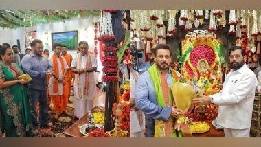 Entertainment News | Salman Khan Attends Ganpati Puja with Sister Arpita at Maharashtra CM Eknath Shinde's Residence
