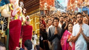 India News | Union Minister Piyush Goyal Offers Prayers to Lalbaugcha Raja, Says Felt Immense Peace and Energy After 'divine Darshan'
