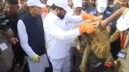 Maharashtra CM Eknath Shinde Begins Swacch Maharashtra Abhiyan at Girgaon Chowpatty in Mumbai, Minister Mangal Lodha Lauds Intitiative (See Pics)
