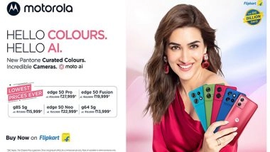 Business News | Motorola's Bestselling Smartphones Including the Motorola Edge50 Pro Go on Sale Starting Today on Flipkart for the Big Billion Days Sale 2024