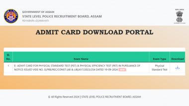 Assam Police Admit Card 2024: SLPRB Releases Hall Ticket for Constable PET and PST Exams at slprbassam.in, Know Steps To Download