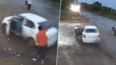 Beed: 3 Men Abduct Waiter, Drag Victim on Mehkar-Pandharpur Highway in Maharashtra by Car After Latter Asks Them To Pay Food Bill; Disturbing Video Surfaces