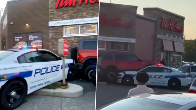 Canada: Indian-Origin Man Ramanpreet Singh Arrested for Attempting To Flee From Cops in Stolen Vehicle, Viral Video Shows Accused Driving ‘Ford Bronco’ Over Police Vehicles in Mississauga