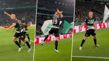 Conrad Harder Performs Cristiano Ronaldo's Iconic 'SIUUU' Celebration After Scoring a Goal in Sporting vs AVS Liga Portugal 2024–25 Match, Video Goes Viral