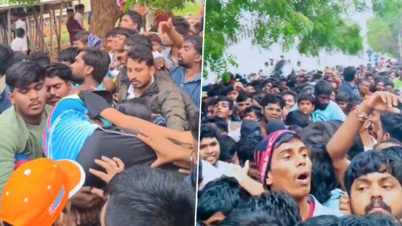 Crowd Gather At the Rural Development Trust Stadium in Anantapur, Andhra Pradesh to Get Free Tickets For Duleep Trophy 2024, Video Goes Viral