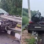 Delhi Road Accident: 4 DU Students Among 5 Injured After Car Meets With Accident in Shantivan Area, Video of Damaged Vehicle Surfaces (Viewer Discretion Advised)