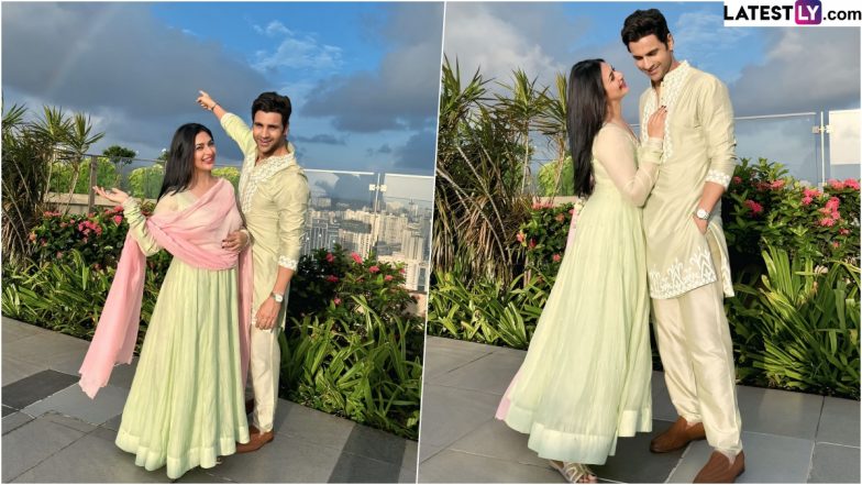 Divyanka Tripathi, Vivek Dahiya Shine in Pastel Outfits Amidst a Rainbow