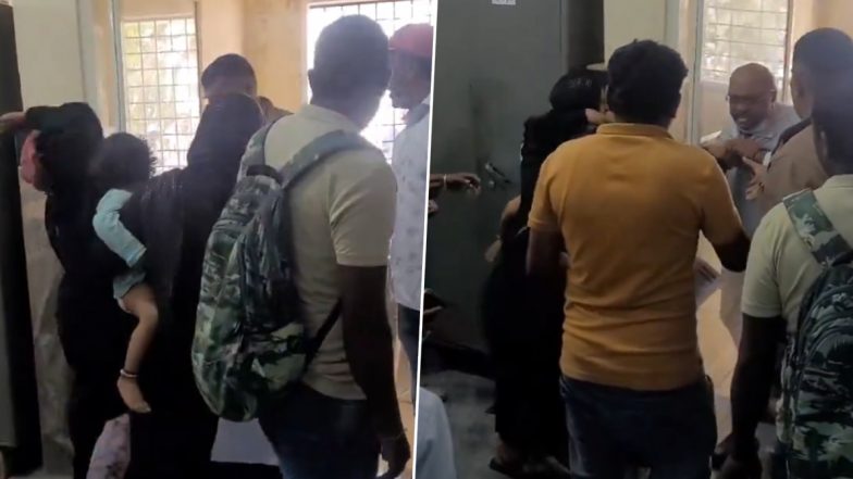 Chikkamagaluru: Woman Allegedly Assaults Doctor by Throwing Shoe at Him and Grabbing His Collar After Argument at Government Hospital in Karnataka, Disturbing Video Surfaces