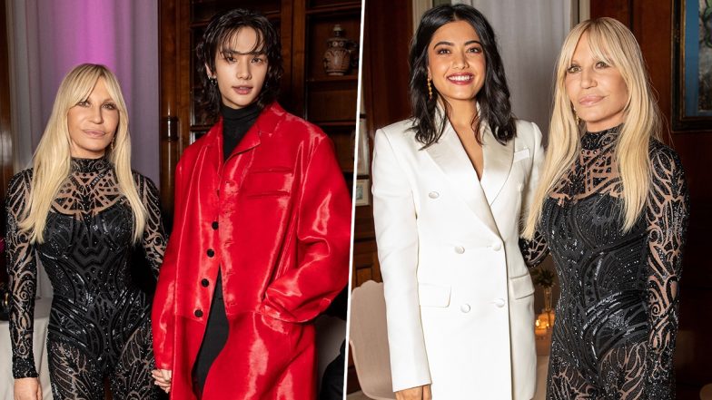 Donatella Versace Shares Stylish Moments With Stray Kids’ Hyunjin, ‘Pushpa 2’ Actress Rashmika Mandanna and Others at Versace After-Party (View Pics)