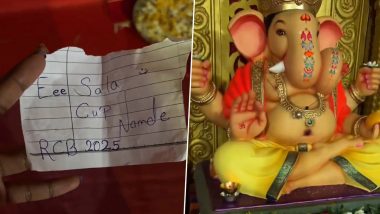 Viral Video Shows Fan Putting 'Ee Sala Cup Namdhe For RCB' Wish to Ganpati Idol During Ganesh Chaturthi 2024