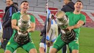 Emiliano Martinez Recreates His Viral Celebration With Copa America 2024 Trophy After Argentina’s 3–0 Win Over Chile in FIFA World Cup 2026 CONMEBOL Qualifiers (Watch Video)