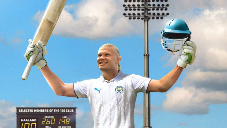 Erling Haaland As Cricketer! Manchester City Share Cricket Themed Post As Star Striker Completes Century of Goals for the Club