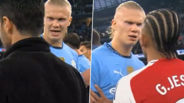 Erling Haaland Engages in Heated Exchange With Mikel Arteta After Manchester City vs Arsenal Premier League 2024-25 Match, Says 'Stay Humble' (Watch Video)