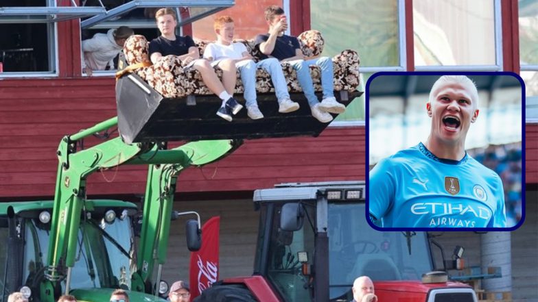 Sofa on Tractor! Erling Haaland’s Boyhood Club Bryne FK Offers Unique VIP Seating Experience for Spectators, Pics Go Viral