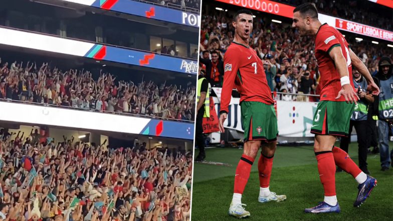 Fans Jump Up in Joy As Cristiano Ronaldo Scores Match-Winning Goal During Dying Moments of Portugal vs Scotland UEFA Nations League 2024–25 Match, Video Goes Viral