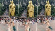 Desi Viral Video: Saree-Clad ‘Firangi’ Woman Dances in Front of Lord Murugan Statue on Telugu Song ‘O Pilaga Venkati’ During Her Visit at Batu Caves in Malaysia (Watch)