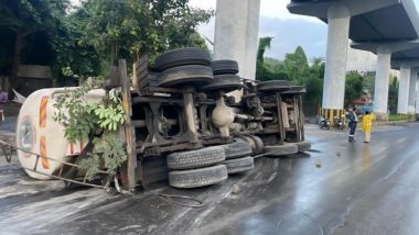 Ghodbunder Road Accident: Truck Meets With Accident on Ghodbunder Road in Thane’s Waghbil (See Pic)