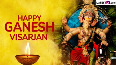 Ganesh Visarjan 2024 Wishes and 'Ganpati Bappa Morya Agle Baras Tu Jaldi Aa' Slogans: WhatsApp Messages, Greetings, Images and Wallpapers and Quotes To Bid Adieu to Ganpati Bappa