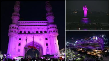 Breast Cancer Awareness Month 2024: Hyderabad's Iconic Buildings, Charminar to T-Hub, Illuminated in Pink To Mark the Important Observance (View Photos)