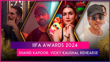 IIFA Awards 2024: Shah Rukh Khan Makes Dashing Appearance; Vicky Kaushal, Shahid Kapoor, Kriti Sanon Rehearse for Their Performances