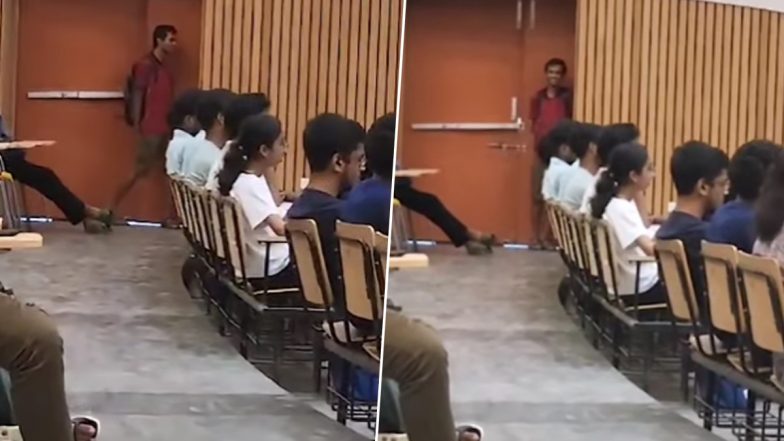 ‘Guy Trying To Enter Late in Class’: Classroom Erupts Into Laughter As Student Tries To Enter Lecture Hall Late at IIT Kanpur in UP, Heartwarming Video Surfaces