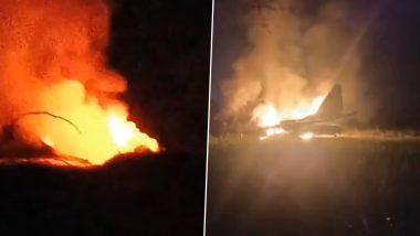 IAF Plane Crash in Barmer: Air Force MiG-29 Fighter Plane Crashes in Rajasthan During Routine Night Training Mission After Technical Snag, Pilot Ejects Safely (Watch Videos)